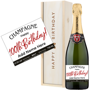 100th Birthday Personalised Champagne Gift