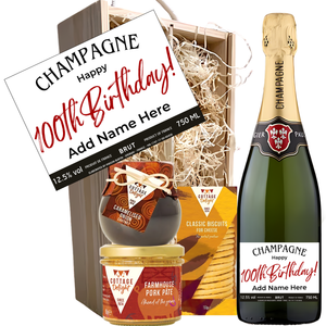 100th Birthday Champagne Hamper - Add Name to Bottle Label