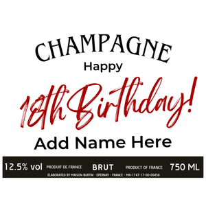 18th Birthday Champagne & Flowers - Add Name to Bottle Label