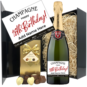 18th Birthday Champagne & Chocolates - Add Name to Bottle Label