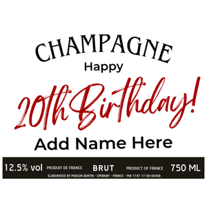 20th Birthday Champagne Hamper - Add Name to Bottle Label