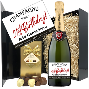 21st Birthday Champagne & Chocolates - Add Name to Bottle Label