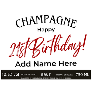 21st Birthday Champagne Hamper - Add Name to Bottle Label