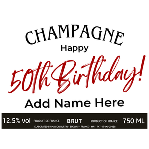 50th Birthday Champagne & Chocolates - Add Name to Bottle Label