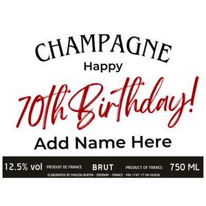 70th Birthday Champagne Hamper - Add Name to Bottle Label