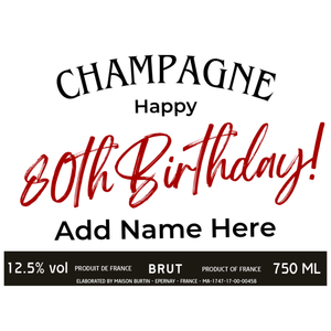 80th Birthday Champagne & Glasses - Add Name to Bottle Label