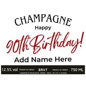 90th Birthday Champagne & Glasses - Add Name to Bottle Label