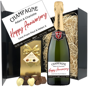 Anniversary Champagne & Chocolates - Add Names to Bottle Label