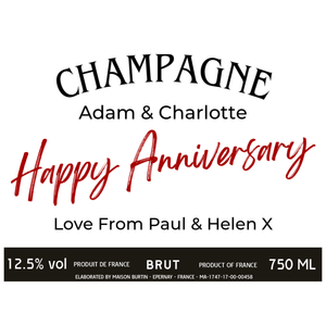 Anniversary Champagne & Chocolates - Add Names to Bottle Label