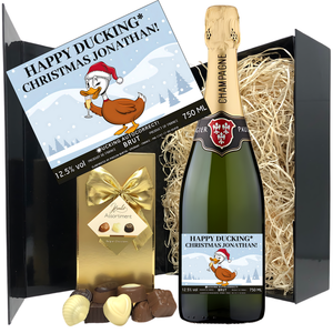 Personalised Christmas Champagne & Chocolates - Ducking Autocorrect Edition