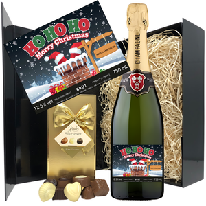 Personalised Christmas Champagne & Chocolates - Ho Ho Ho Gift Set