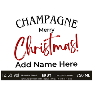 Christmas Champagne & Flowers - Add Name to Bottle Label