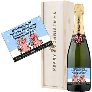 Personalised Christmas Champagne Gift Set - Pigs in Blankets Edition