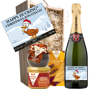 Personalised Christmas Champagne Hamper - Ducking Autocorrect Edition