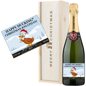 Personalised Christmas Champagne Gift Set - Ducking Autocorrect Edition