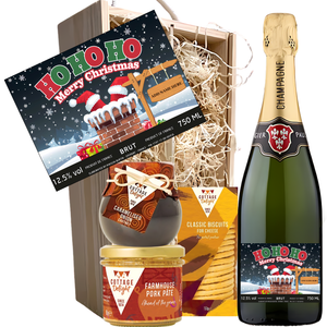 Personalised Christmas Champagne Hamper - Ho Ho Ho Gift Set