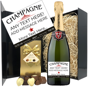 Personalised Christmas Champagne & Chocolates - Classic Label