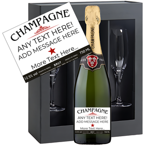 Personalised Christmas Champagne & Glasses - Classic Label