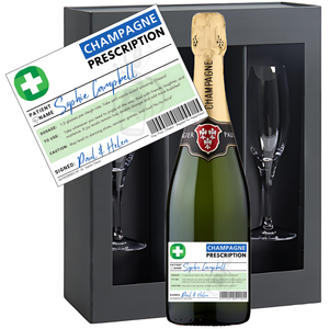 Personalised Christmas Prescription Champagne and Glasses