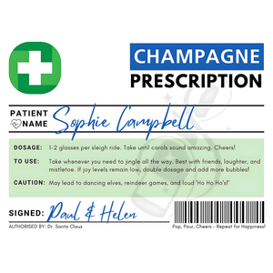 Personalised Christmas Prescription Champagne