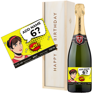 Funny Birthday Champagne Gift Set for Women with Humorous WTF Design - Custom Name and Age Birthday Gift