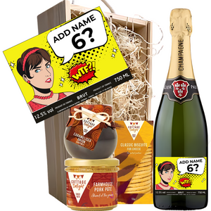 Humorous WTF Women Birthday Champagne Hamper - Add Name to Bottle Label