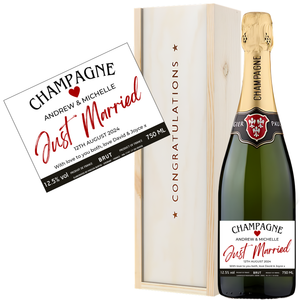 Personalised Champagne Just Married Wedding Gift