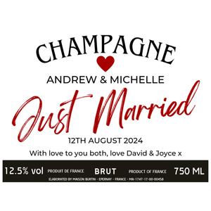 Personalised Just Married Wedding Champagne Hamper