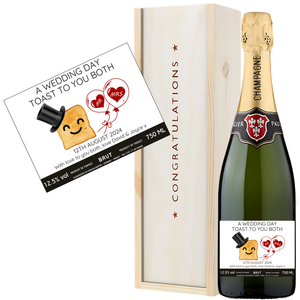 Wedding Toast Champagne - Mr & Mrs Red Balloons Add Date and Message to Bottle Label