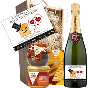 Wedding Toast Champagne Hamper - Mr & Mrs Red Balloons Add Date and Message to Bottle Label