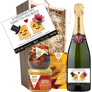 Wedding Toast Champagne Hamper - Mr & Mrs Add Date and Message to Bottle Label