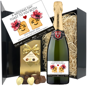 Wedding Toast Champagne & Chocolates - Mrs & Mrs Add Date and Message to Bottle Label