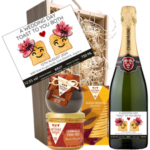 Wedding Toast Champagne Hamper - Mrs & Mrs Add Date and Message to Bottle Label