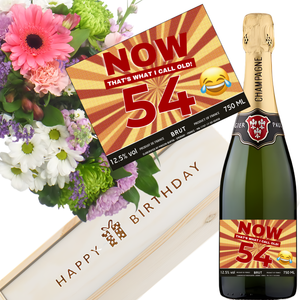 Now That's What I Call Old Birthday Champagne & Flowers - Add Age to Bottle Label