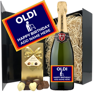 OLDI Birthday Champagne & Chocolates - Add Name to Bottle Label