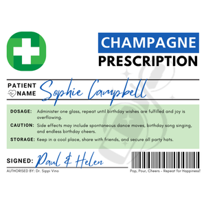 Personalised Birthday Prescription Champagne Hamper - Add Name