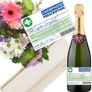 Personalised Prescription Champagne & Flowers - Add Name