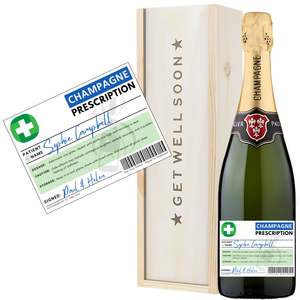 Personalised Champagne Get Well Soon Prescription Gift