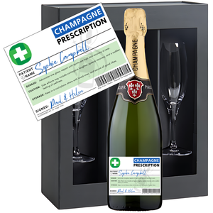 Personalised Get Well Soon Prescription Champagne and Glasses- Add Name