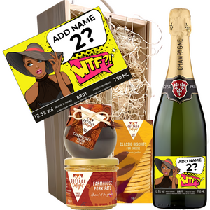 Sophisticated WTF Women Birthday Champagne Hamper - Add Name to Bottle Label