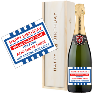 Value Birthday Champagne - Add Name to Bottle Label - Funny Gift Idea For Friends and Family - Famous Supermarket Style Brand