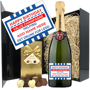 VALUE Birthday Champagne & Chocolates - Add Name to Bottle Label